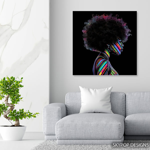 Rainbow Streaks Afro Woman Art - View 5