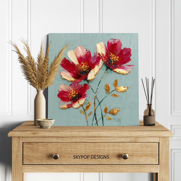 Red Floral Art - View 5
