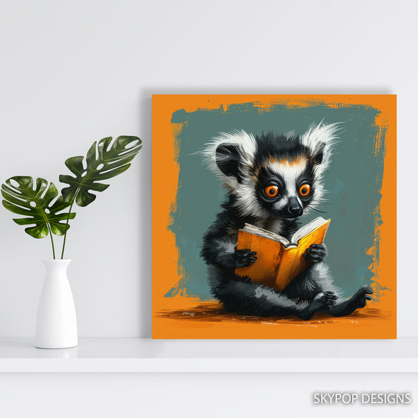 Lemur Reading A Book Art - View 5