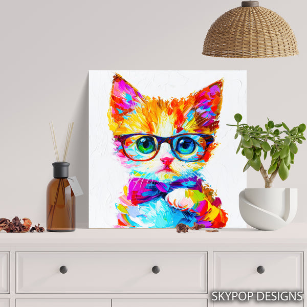 Dapper Cat With Glasses Art - View 5