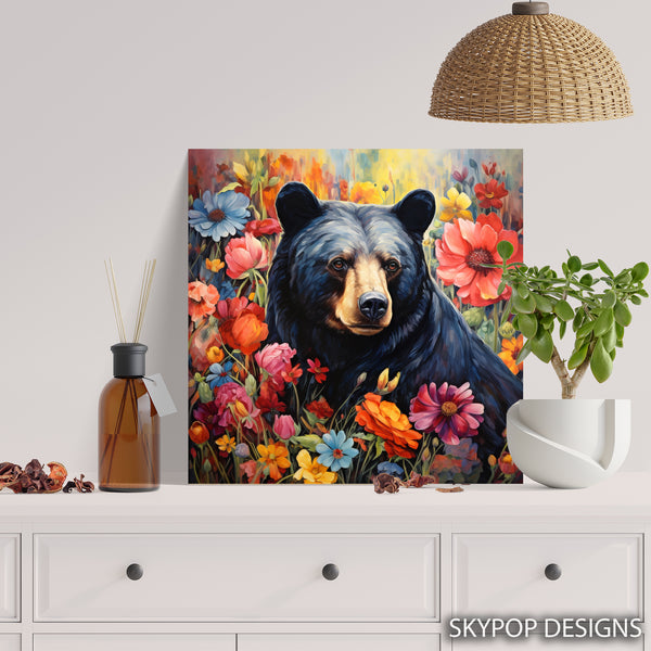 Bear Amongst Flowers Art - View 5