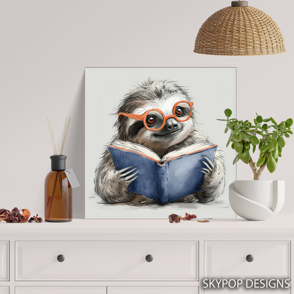 Sloth Bookworm Art - View 5
