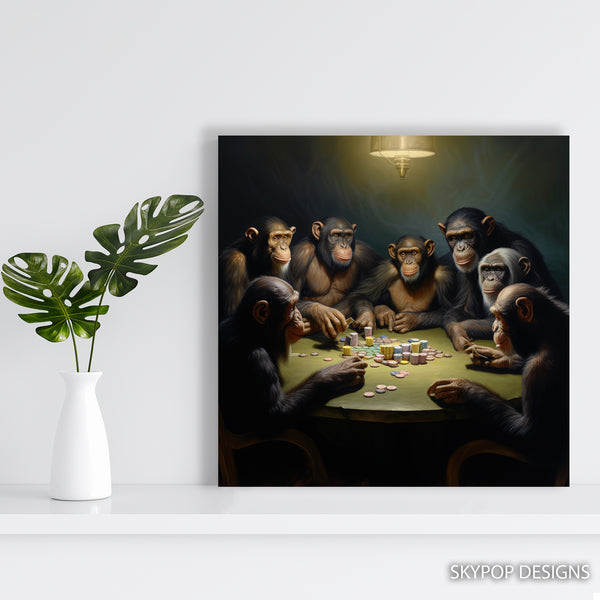 Chimpanzee Poker Night Art - View 5