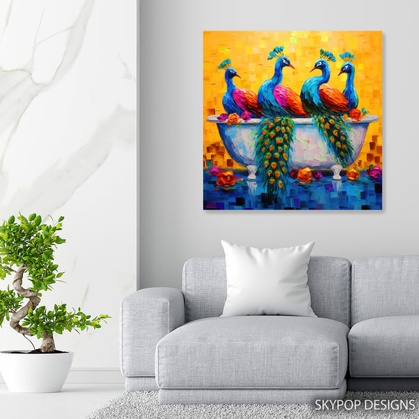 Peacock Bath Time Art - View 5