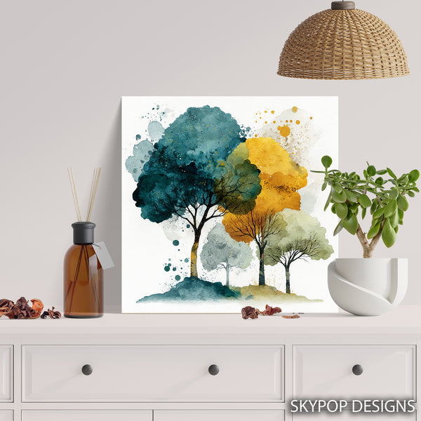 Watercolor Trees Art - View 5