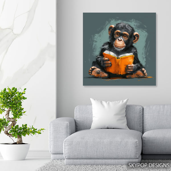 Chimpanzee Reading Art - View 5