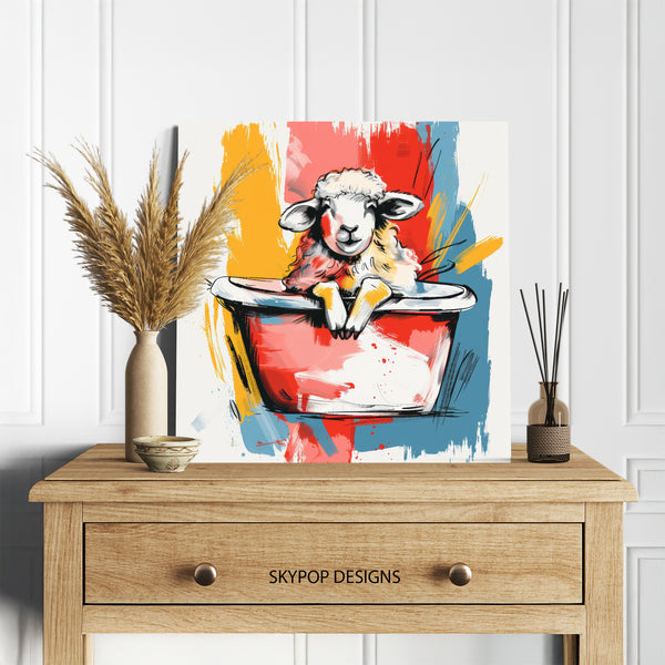 Sheep in Bathtub Art - View 5