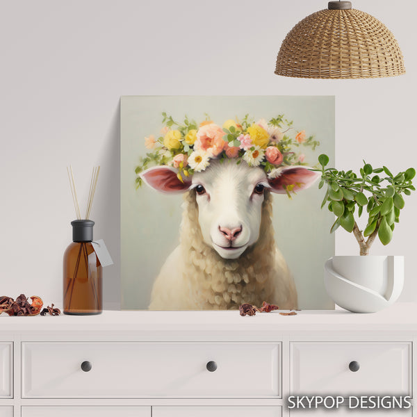 Sheep Flower Crown Art - View 5