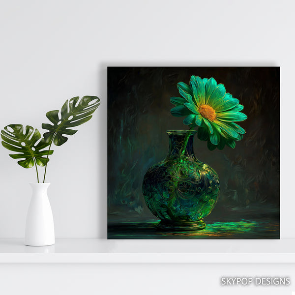 Emerald Bloom Vase Art - View 5