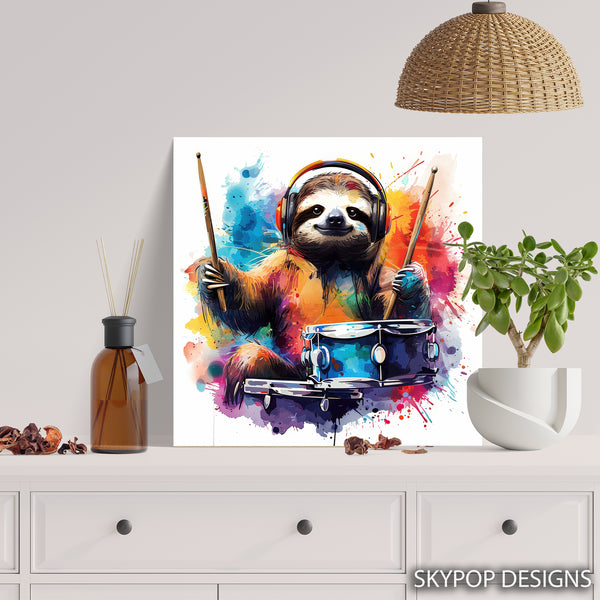 Sloth Drummer Art - View 5