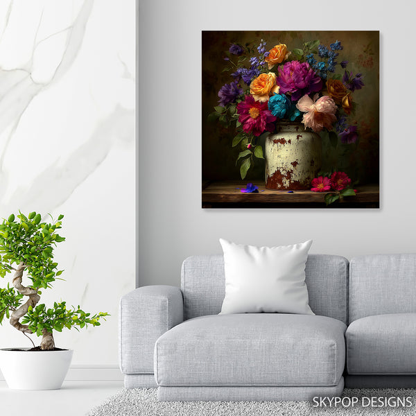 Vintage Floral Vase Art - View 5