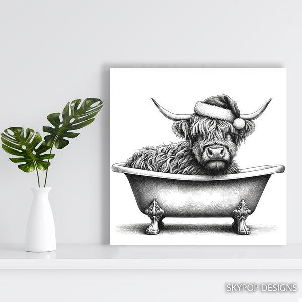 Highland Cow Bath Time Art - View 5