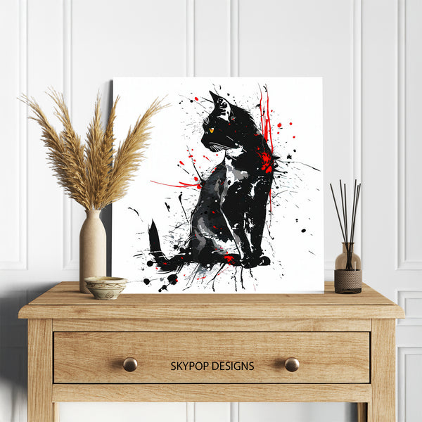 Black Cat Splatter Art - View 5