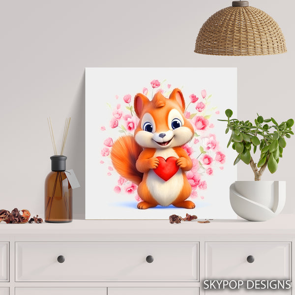 Squirrel Holding Heart Art - View 5
