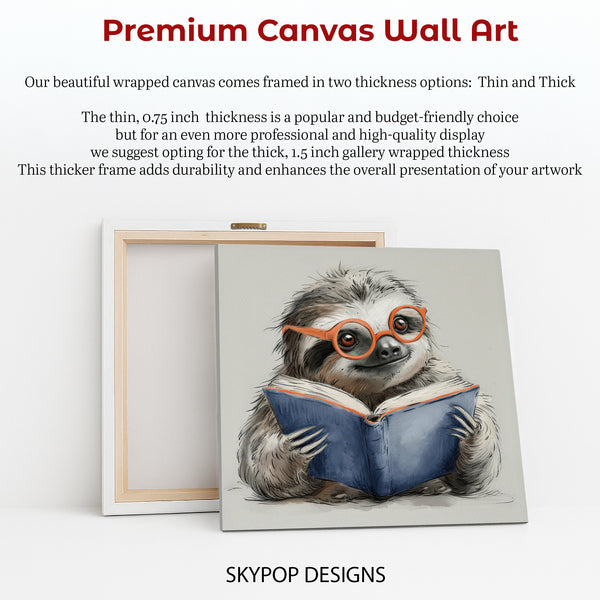 Sloth Bookworm Art - View 6