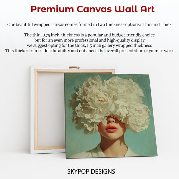 White Peony Bloom Portrait Art - View 6