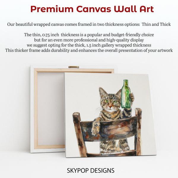 Cat Holding Green Bottle Art - View 6
