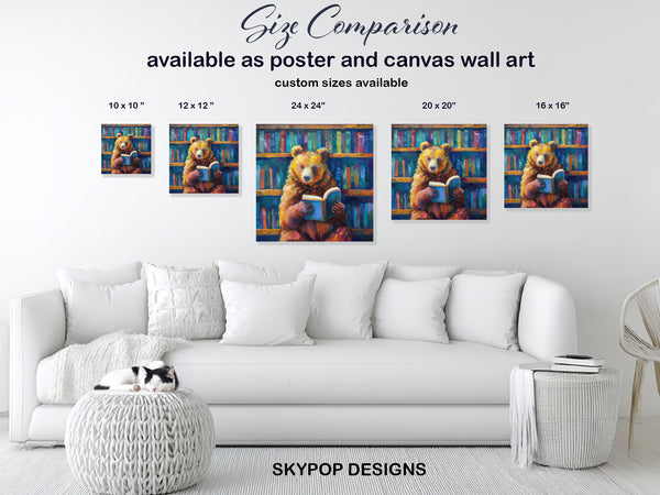 Bear Reading Books Art - View 7