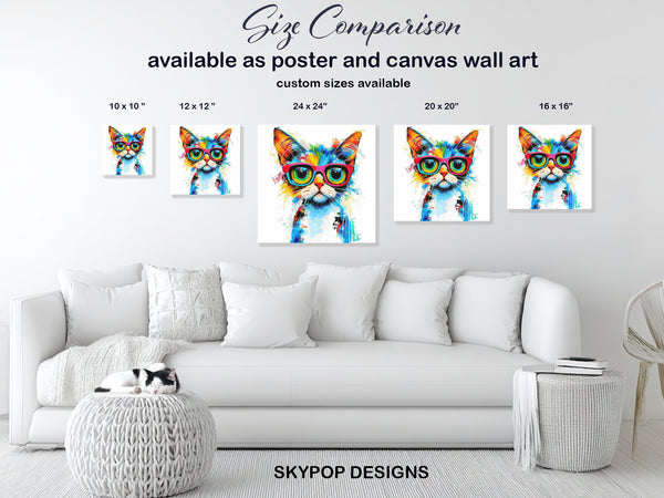 Hipster Cat in Glasses Art - View 7