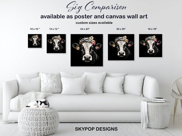 Highland Cow Floral Crown Art - View 7