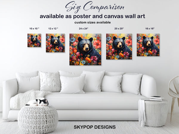 Bear Amongst Flowers Art - View 7