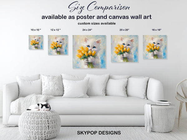 Kitten Yellow Tulips Art - View 7