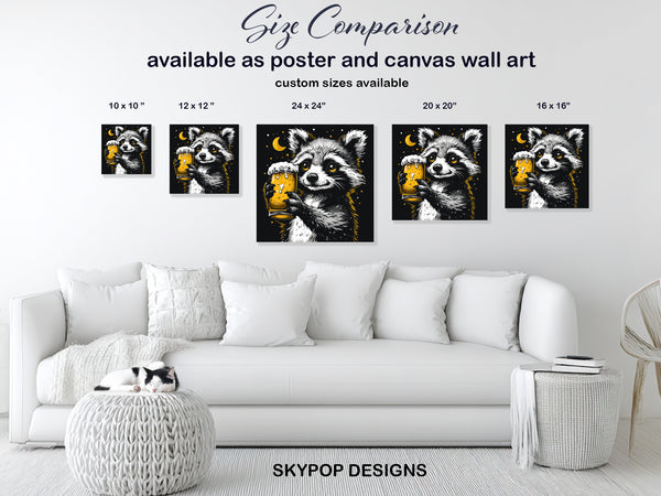 Raccoon Beer Night Art - View 7
