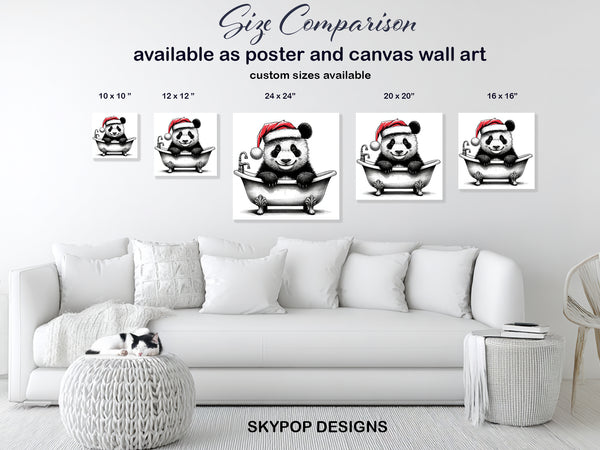 Panda Christmas Bath Art - View 7