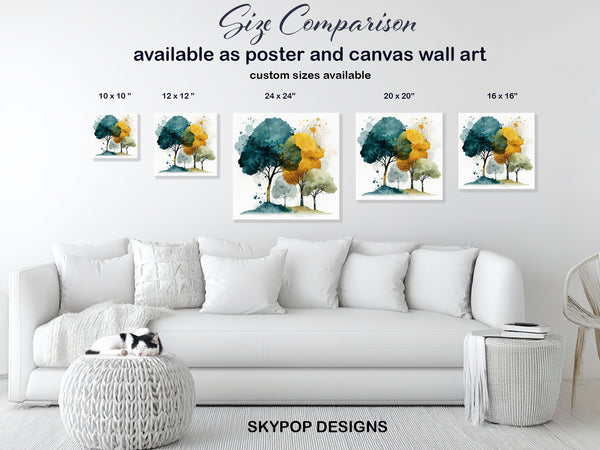 Watercolor Trees Art - View 7