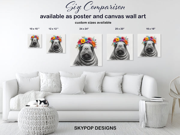 Walrus Floral Crown Art - View 7