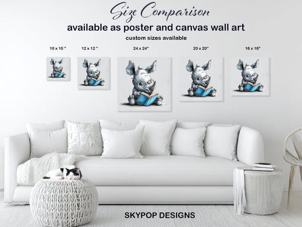 Rhino Reading Art - View 7