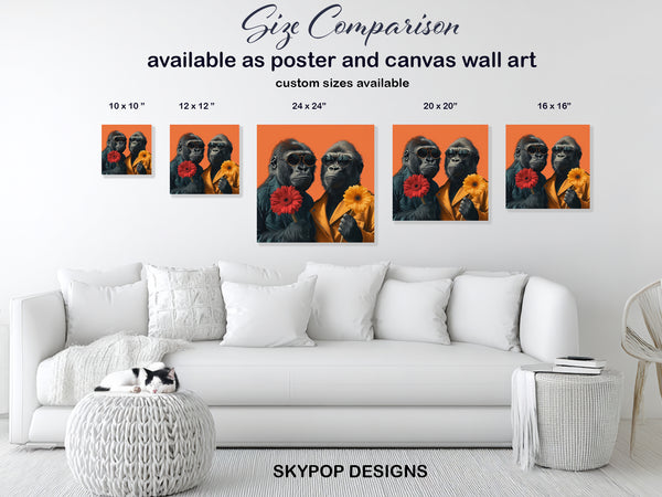 Gorillas With Flowers Art - View 7