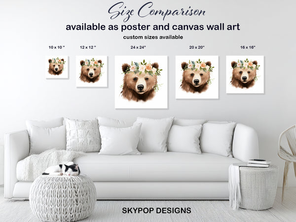Bear Floral Crown Art - View 7