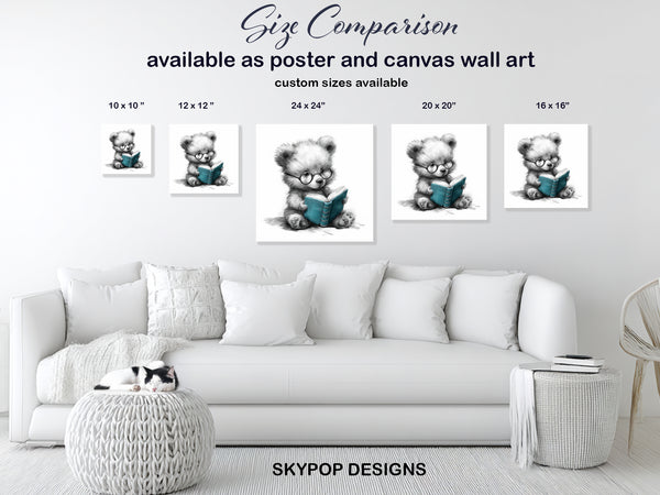 Teddy Bear Reading Book Art - View 7