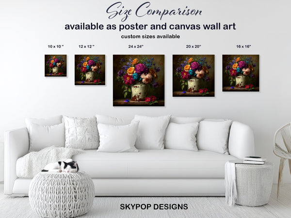Vintage Floral Vase Art - View 7