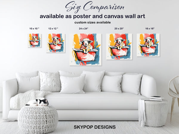 Sheep in Bathtub Art - View 7