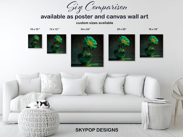 Emerald Bloom Vase Art - View 7