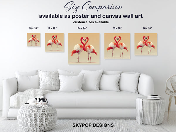 Flamingo Love Heart Art - View 7