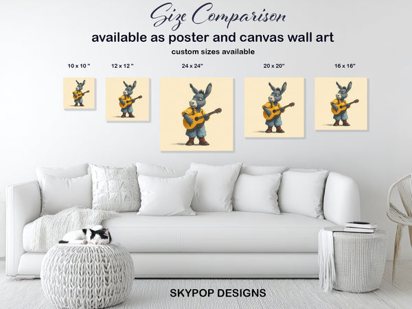 Donkey Playing Guitar Art - View 7