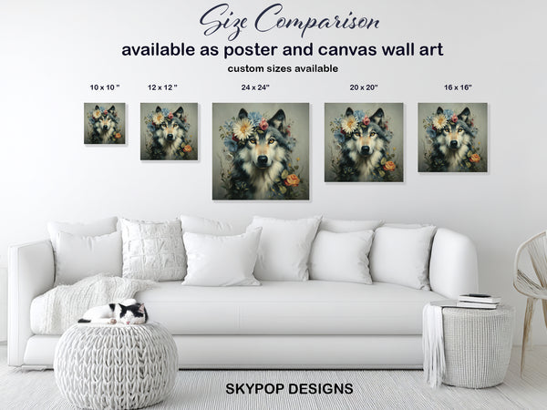 Wolf Floral Crown Art - View 7
