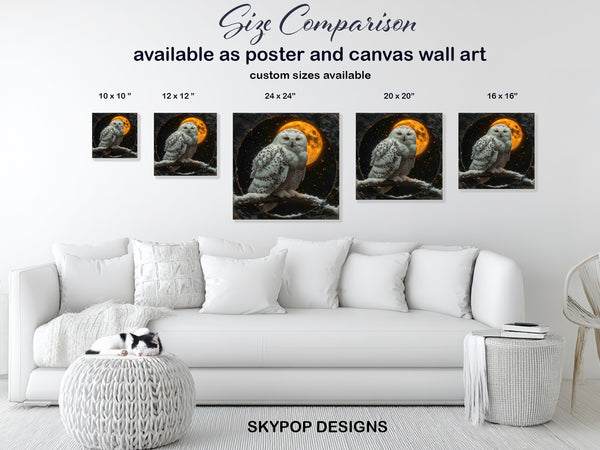 Snowy Owl Moonscape Art - View 7