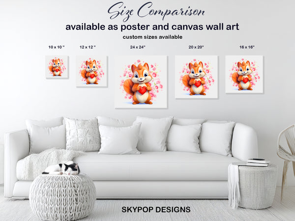 Squirrel Holding Heart Art - View 7