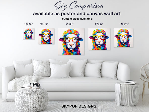 Sheep Reading Glasses Art - View 7