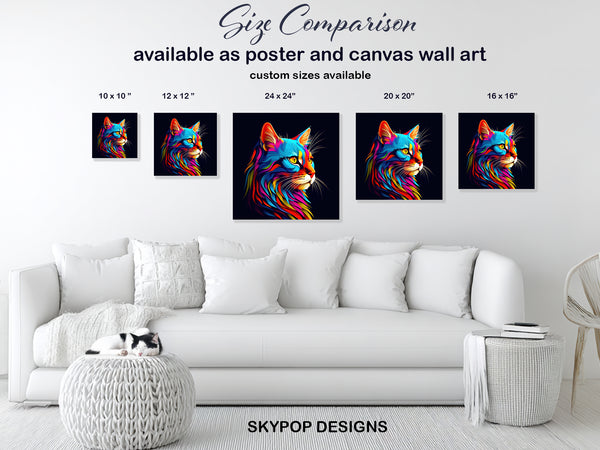 Neon Cat Explosion Art - View 7