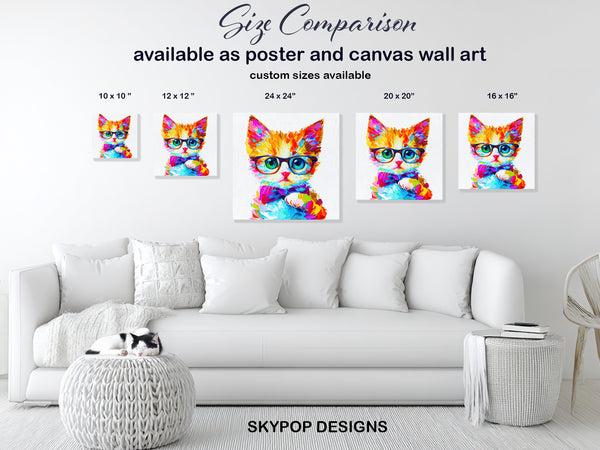 Dapper Cat With Glasses Art - View 7