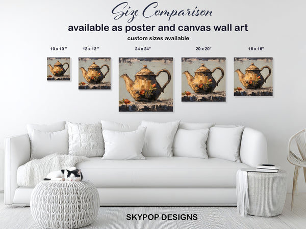 Vintage Teapot With Roses Art - View 7