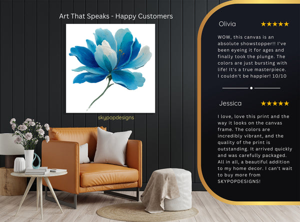 Blue Peony Bloom Art - View 8