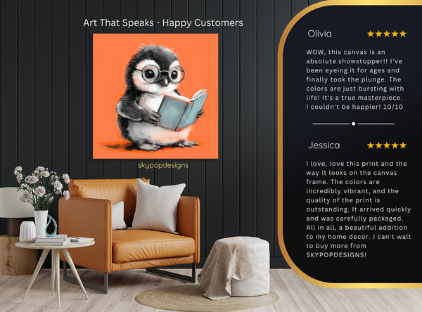 Penguin Reading Book Art - View 8