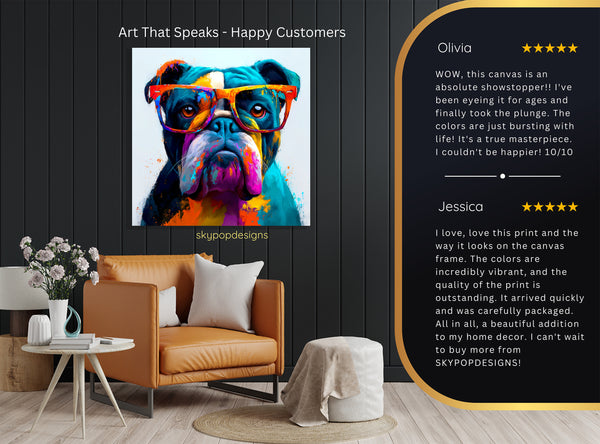 Bulldog With Glasses Art - View 8