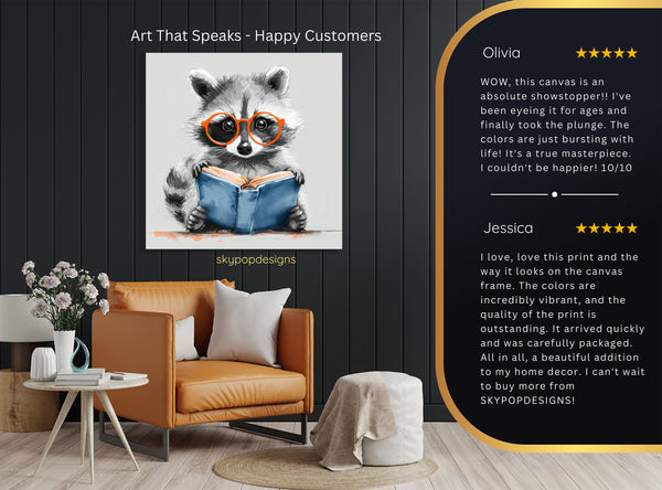 Raccoon Reading Art - View 8